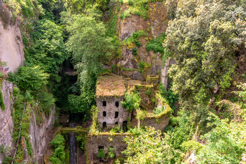 Italy, Sorrento, view of the old abandoned mill.