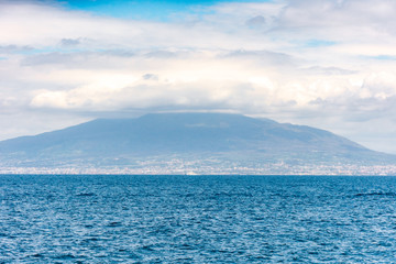 Fototapeta na wymiar Italy, Sorrento, view of Vesuvius seen from the coast
