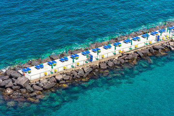 Italy, Sorrento, equipped coast for bathing