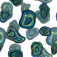 Abstract seamless pattern. Original graphic illustration. Color drawing of different shapes on a white background. Creative doodle wallpaper. Design for prints, posters, cards, etc.