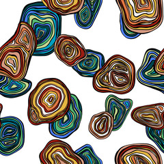 Abstract seamless pattern. Original graphic illustration. Color drawing of different shapes on a white background. Creative doodle wallpaper. Design for prints, posters, cards, etc.