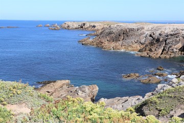 Fototapeta na wymiar La côte sauvage - Littoral de la presqu'île de Quiberon - Département Morbihan - Bretagne - France