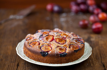 Homemade plum cake