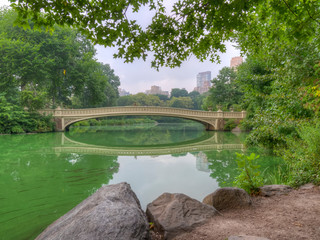 Bow bridge in early morning in the summer