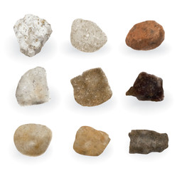 Fototapeta na wymiar Round River Stones or Sea Pebbles Isolated