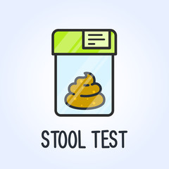 Laboratory stool test icon - poo in plastic bag, medical analysis