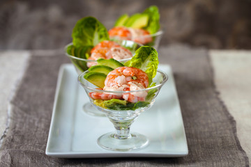 Prawn cocktail with lettuce and avocado