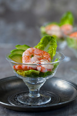 Prawn cocktail with lettuce and avocado