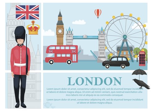 Flat Travel To London Concept