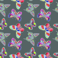 butterflies seamless pattern. eps10 vector illustration. hand drawing