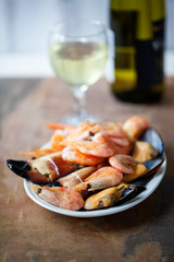 Assortment of  cooked seafood