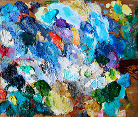 Closeup of the artist palette.