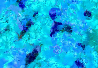 Abstract watercolor background with wet paint splashes on paper, graphic painting texture with art elements and effects