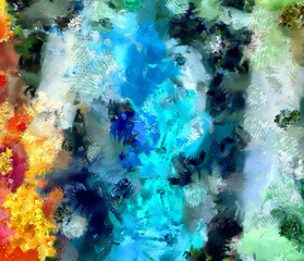 Abstract watercolor background with wet paint splashes on paper, graphic painting texture with art elements and effects