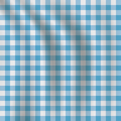 Realistic textile checkered fabric background with waves and shadows texture tartan plaid scottish pattern for tablecloths, shirts, clothes, dresses, bedding, blankets and other textile.