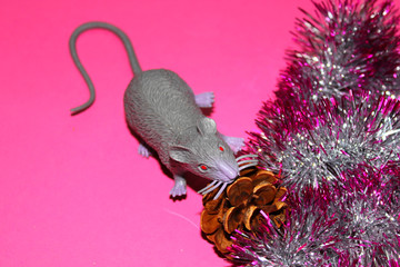 rat silver color, Mascot of The new year 2020.
