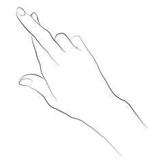 Vector illustration of hand in simple outline style. Crossed fingers