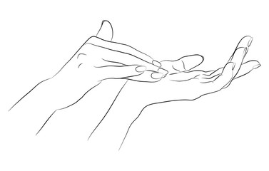 Vector illustration of hands in simple outline style