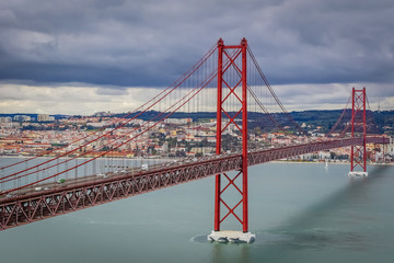 Ponte 25 de Abril, suspension bridge in Lisbon portugal 