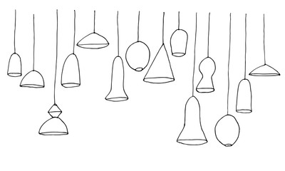 Ceiling lights freehand linear drawing