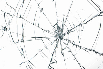 Obraz premium Cracked glass on a white background texture