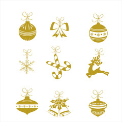 Merry Christmas and Happy New Year collection. Holiday lettering templates for greeting cards, overlays.  Vector illustration.