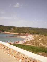 Nice Wild Beach Of Algairens In Citadel On Menorca Island. July 5, 2012. Menorca, Balearic Islands, Spain, Europe. Travel Tourism Street Photography