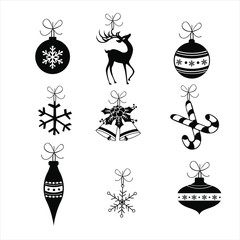 Merry Christmas and Happy New Year collection. Holiday lettering templates for greeting cards, overlays.  Vector illustration.