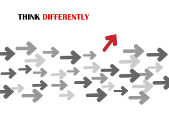 Think different.Flying air plane in the sky. The graphic of air plane also represents the concept of courage. Vector EPS 10.