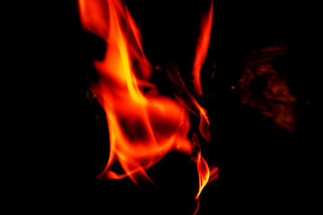orrange fire on black background ,blur