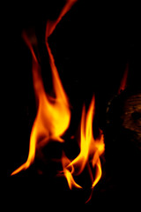 orrange fire on black background ,blur