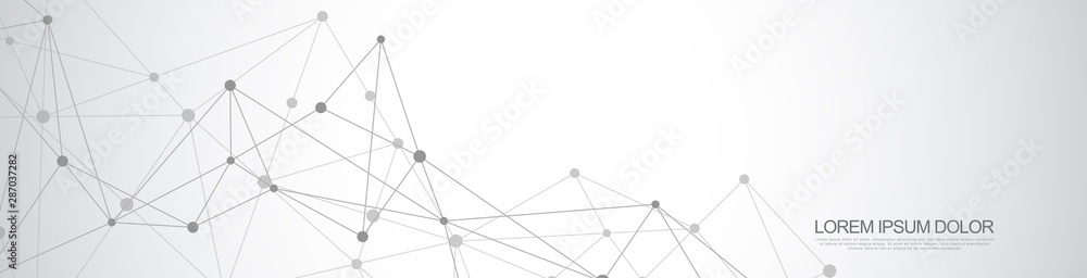 Fototapete website header or banner design with abstract geometric background and connecting dots and lines. gl