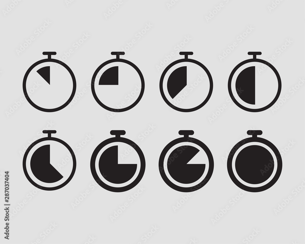 Poster timer vector. stopwatch icons set. clock silhouette isolated.