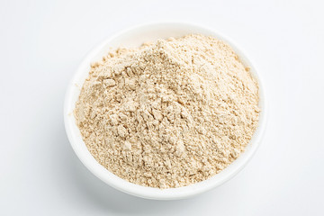a plate of nutritious shrimp skin powder on a white background