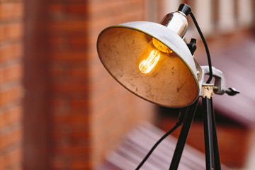 black table lamp with edison bulb