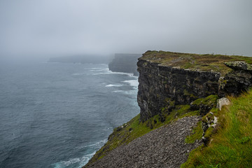 Stormy day at Cliffs of Moher in Ireland