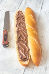 Baguette with chocolate cream