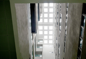 Looking up to the Daylight from the clerestory on the top of the high rise building