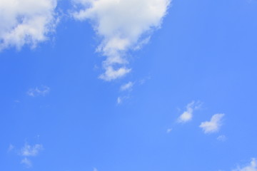 White clouds in a blue sky in a cloudy summer day