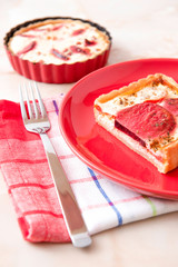 tart with red beet and cheese