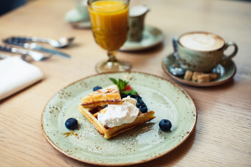 cake with cream and fruits