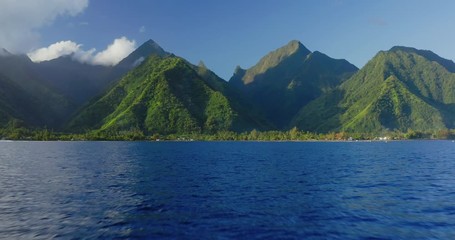 Aerial shot of amazing lush jungle island