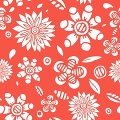 Floral decor seamless pattern. Hand-drawn flowers coloring book. Use for covers, fabrics, wallpapers, wrapping paper, cards, stationery, invitations, cards, bedding. Vector.