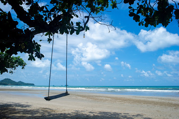 Swings and beautiful and beautiful sea beaches