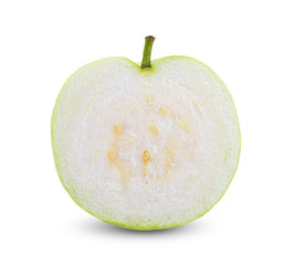 Guava fruit slice isolated on white background.