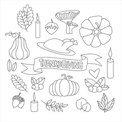 Coloring Pages. Coloring book. Thanksgiving. Colouring pictures. Vector illustration.