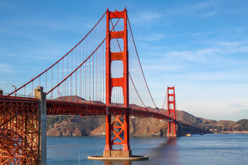 View of famous landmark the Golden Gate Bridge . San Francisco, California, USA