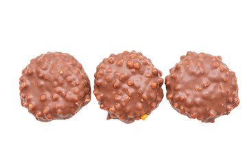 Three сookies with chocolate icing on white background, isolated
