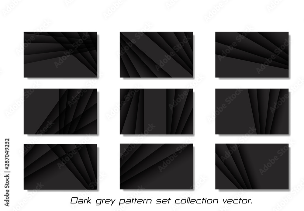 Poster Abstract dark grey shadow line business card pattern set collection on white design modern futuristic background vector illustration.