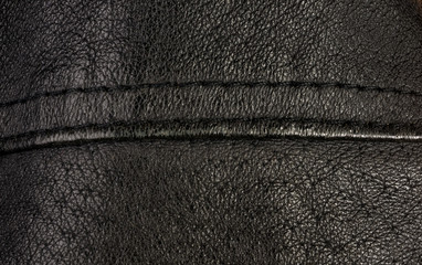 Old vintage genuine soft black leather texture background, top layer with pores and scratches,...